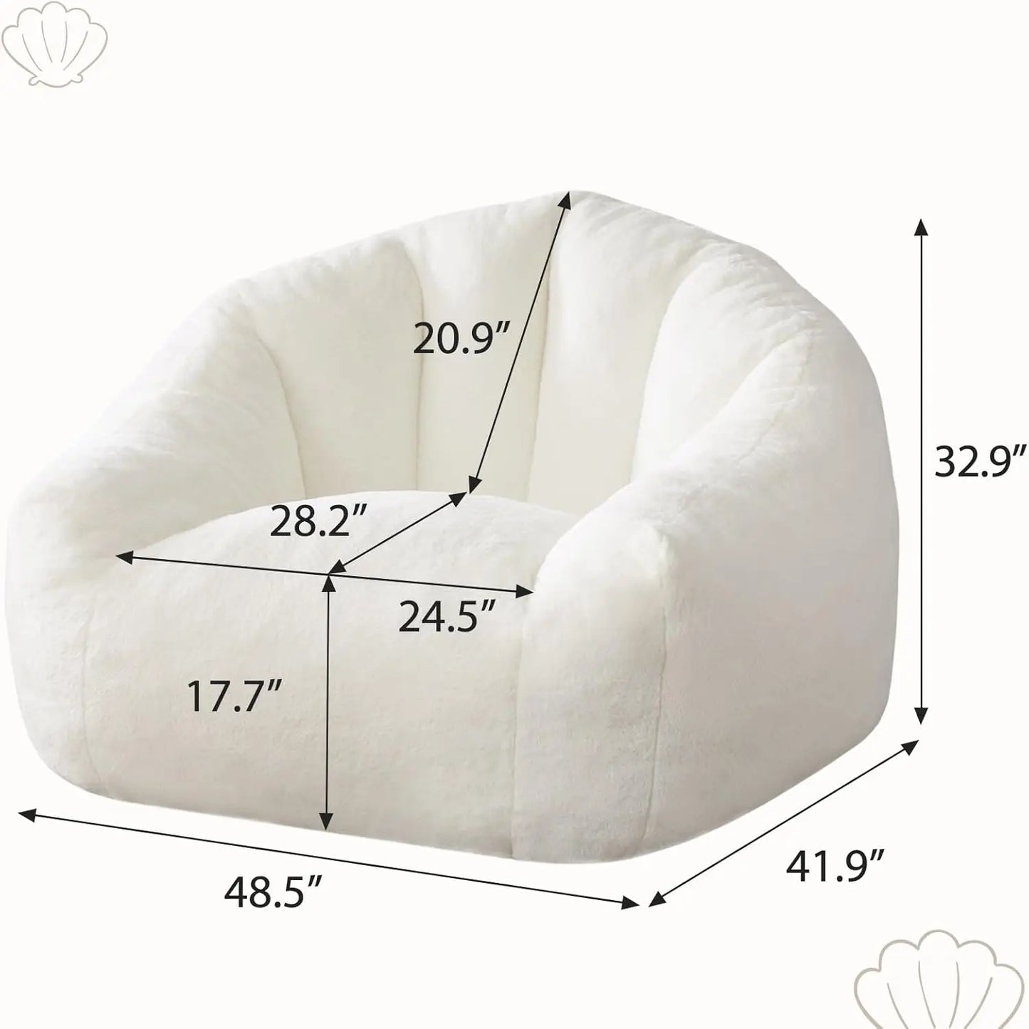 Max Giant Bean Bag Chair, Oversized Sofa for Adults & Teens, Ultra-Soft Fluffy Floor Lounge with Armrests for Gaming & Relaxing