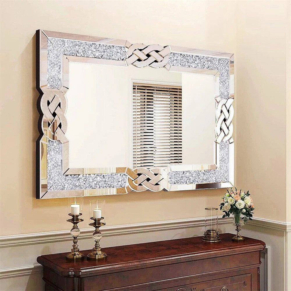 Large Crystal Diamond Mirror Wall Decor for Bedroom