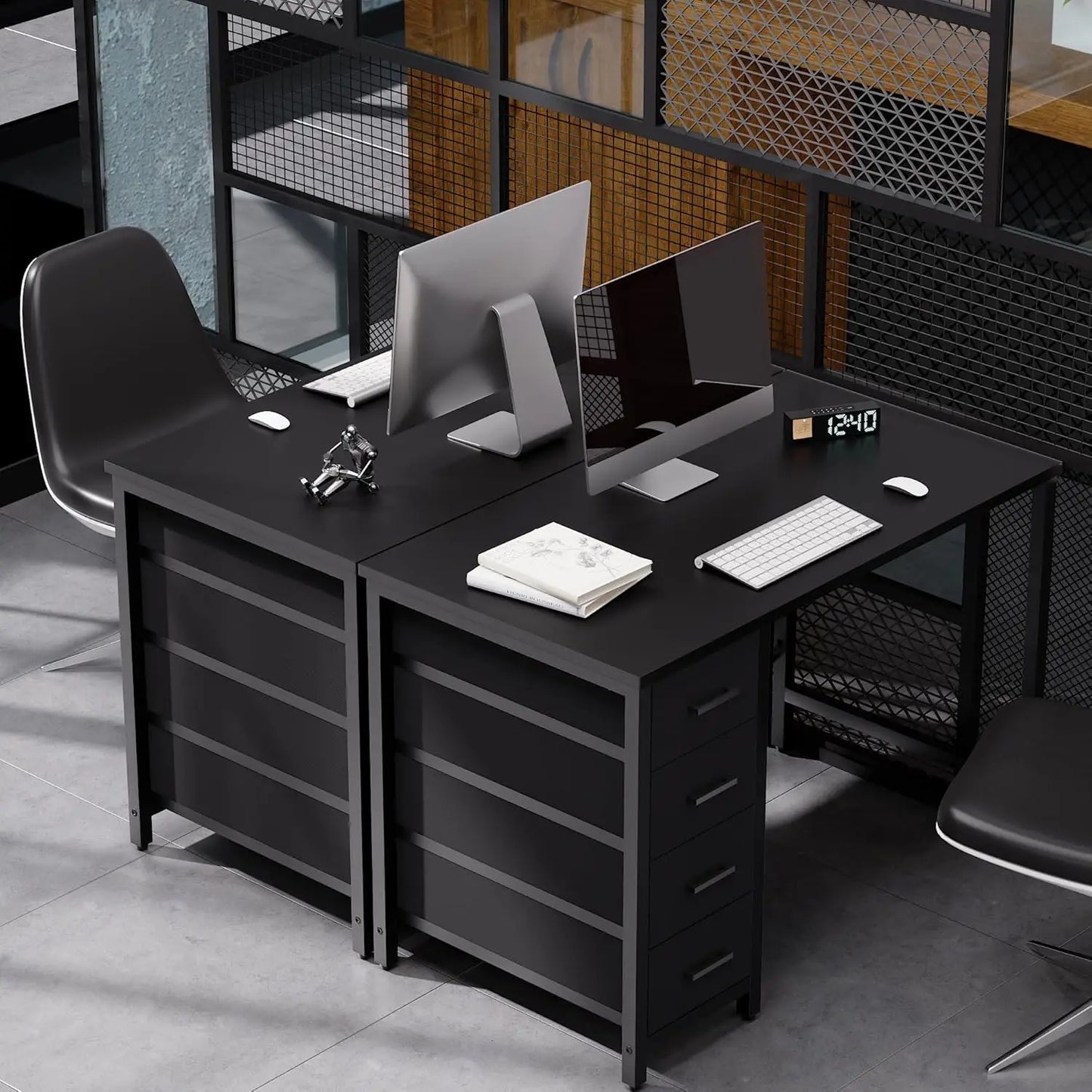 32 Inch Computer Desk with 4 Drawers Small Office Desk for Home Bedroom Study Writing Simple Modern Computer Table Black