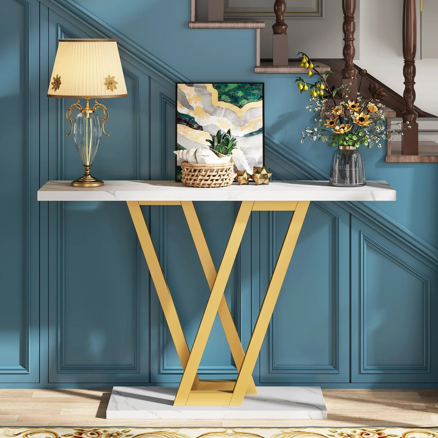 Durable Industrial Console Table 43 Inch For Entryway Living Room