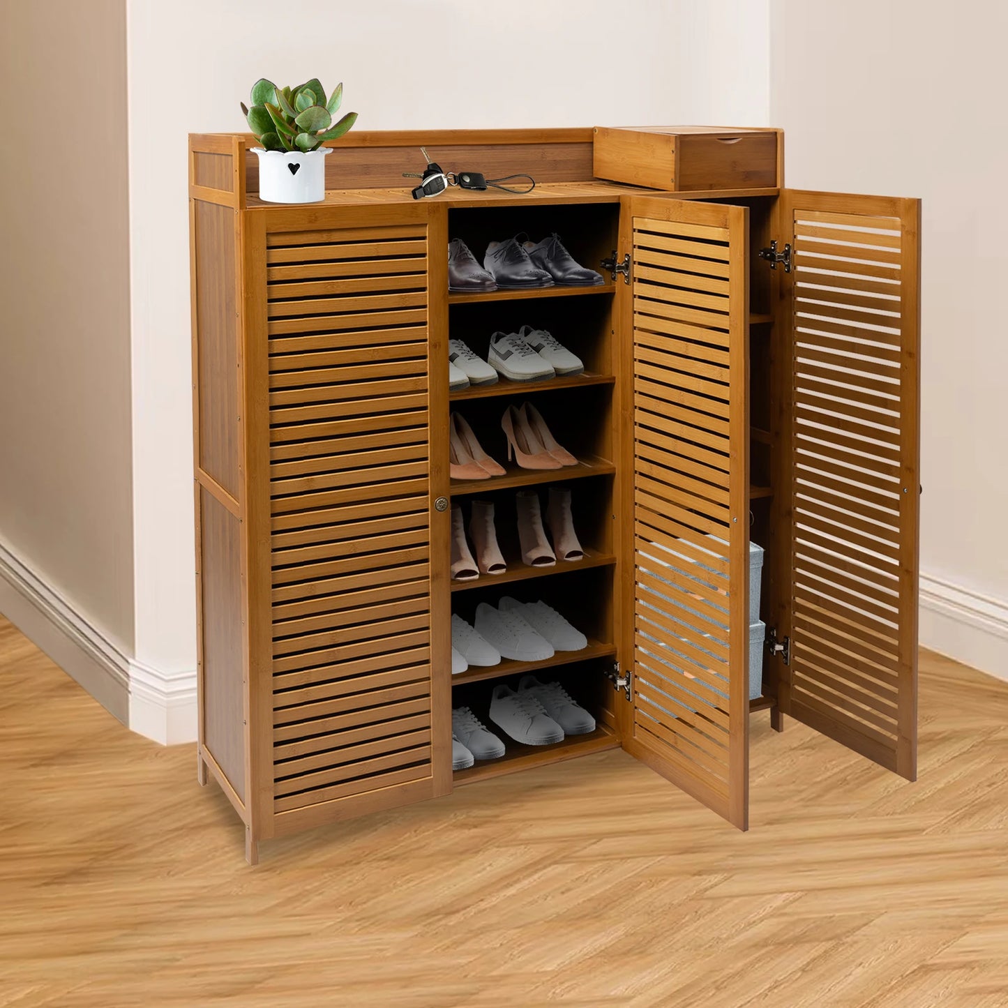 Large Capacity Shoe Cabinet For Hallway 30 Pair Organizer