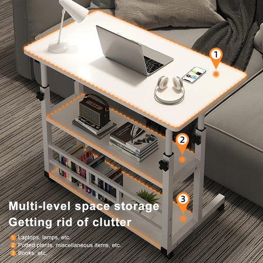Height Adjustable Standing Desk With Multi Layer Storage