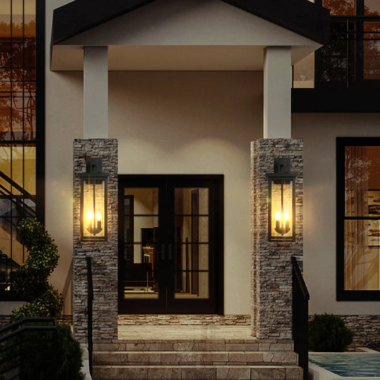22 Inch Outdoor Wall Lantern With Dusk To Dawn Sensor
