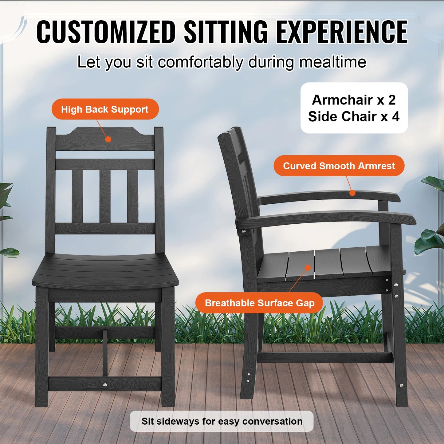 All Weather Patio Dining Set With Rectangle Table And Chairs