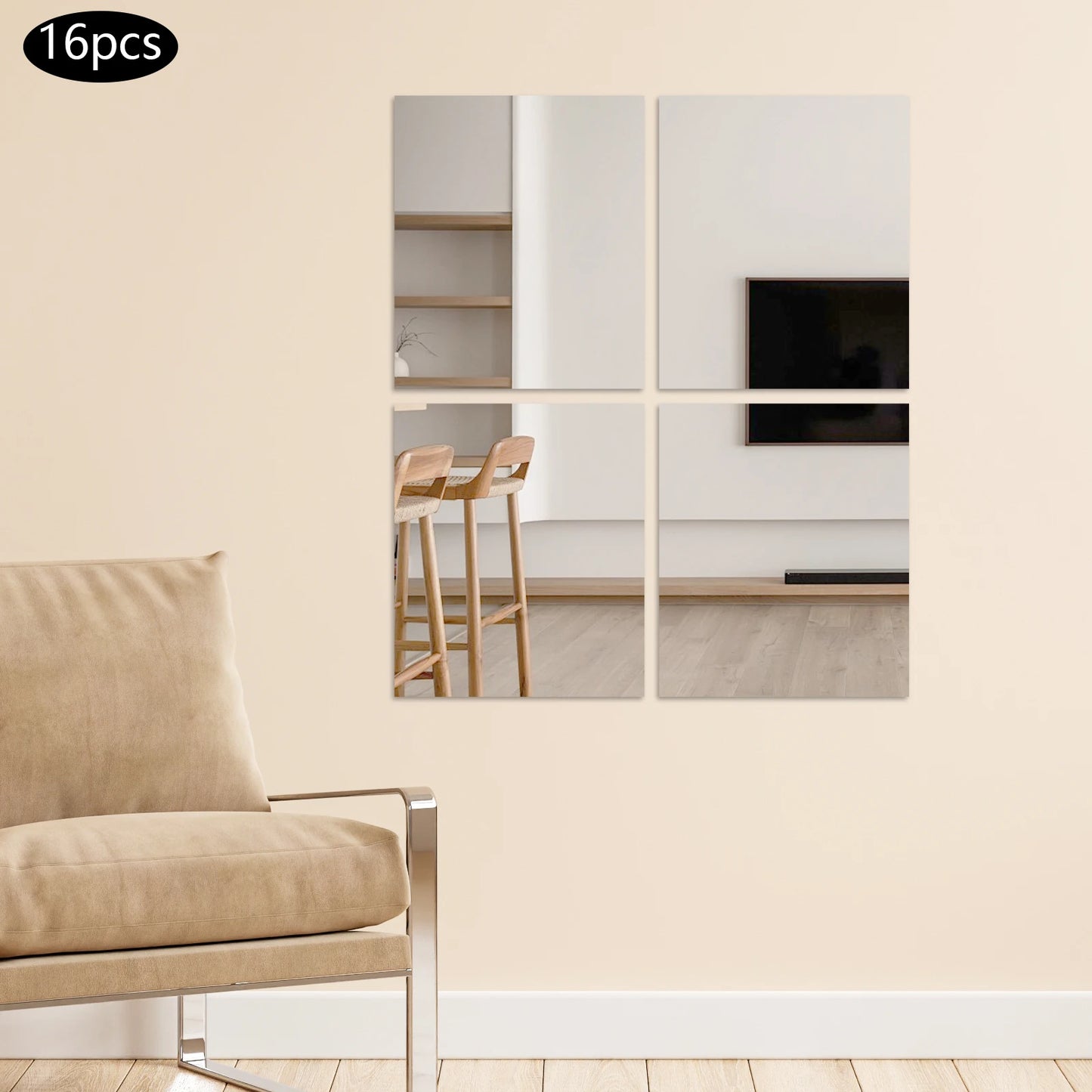 Durable Acrylic Wall Mirror Tiles for Home Gym Decor 14x12