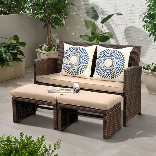 All-Weather Wicker Outdoor Patio Set With Loveseat
