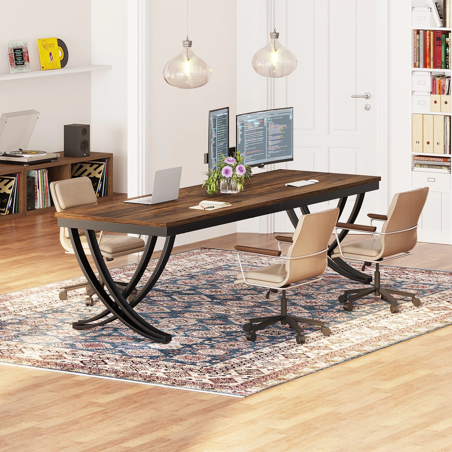 Extra Long Two Person Double Computer Desk for Home Office