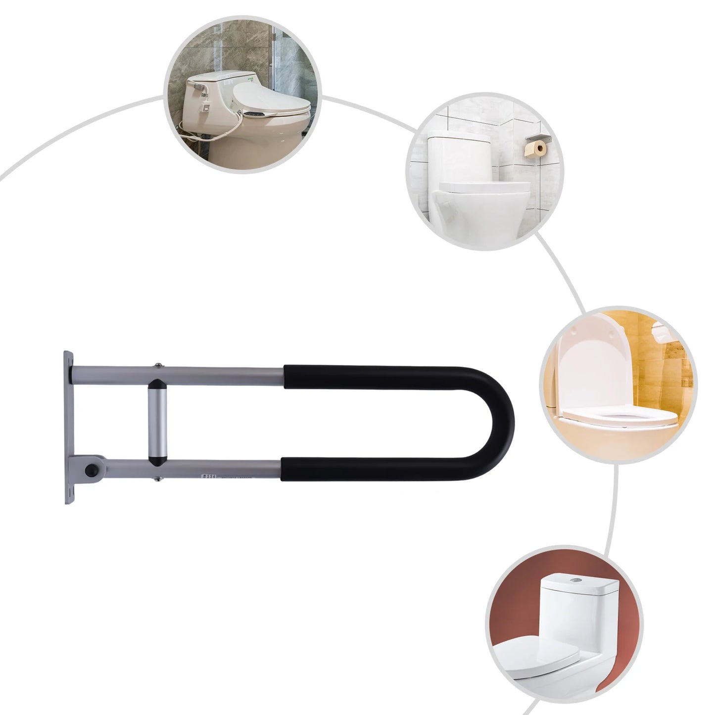 Wall Mounted Aluminum Grab Bar For Bathroom Safety Non Slip