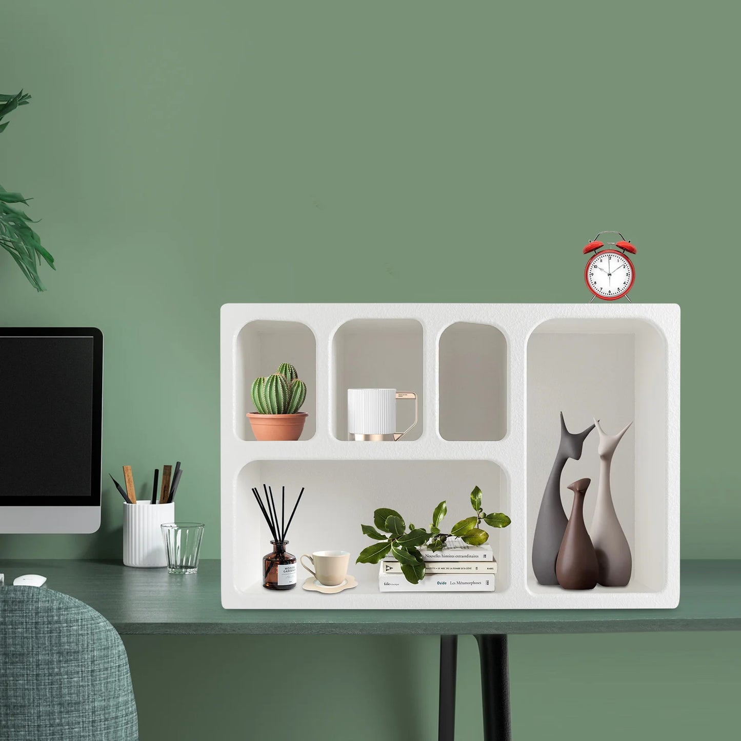 Modern White Wall Cabinet Space Saving Storage Organizer