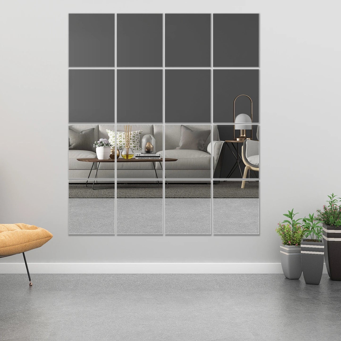 Acrylic Wall Mirrors Set 16pcs Self Adhesive for Bathroom