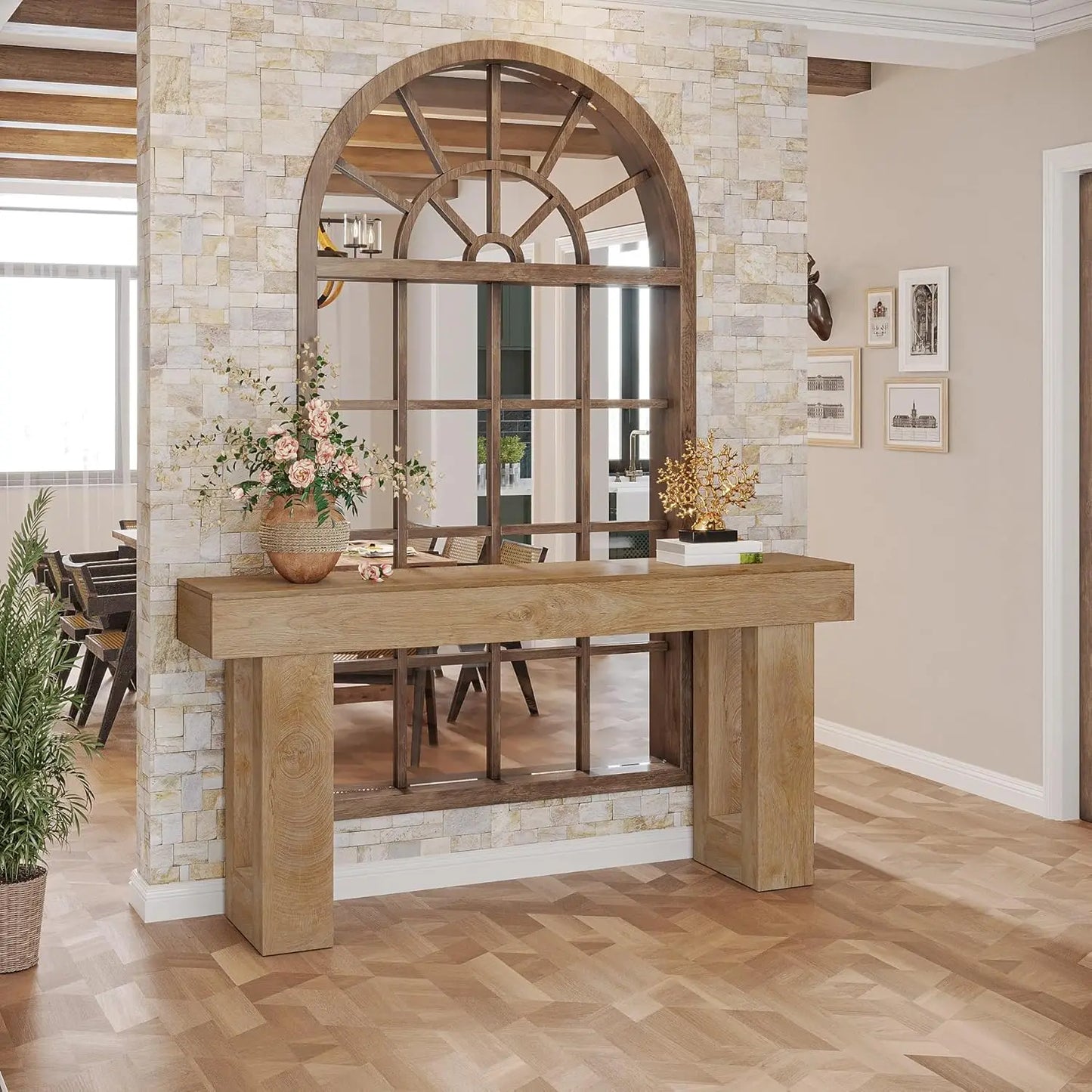 Farmhouse Console Table 63 Inch Narrow Space Saver Slim