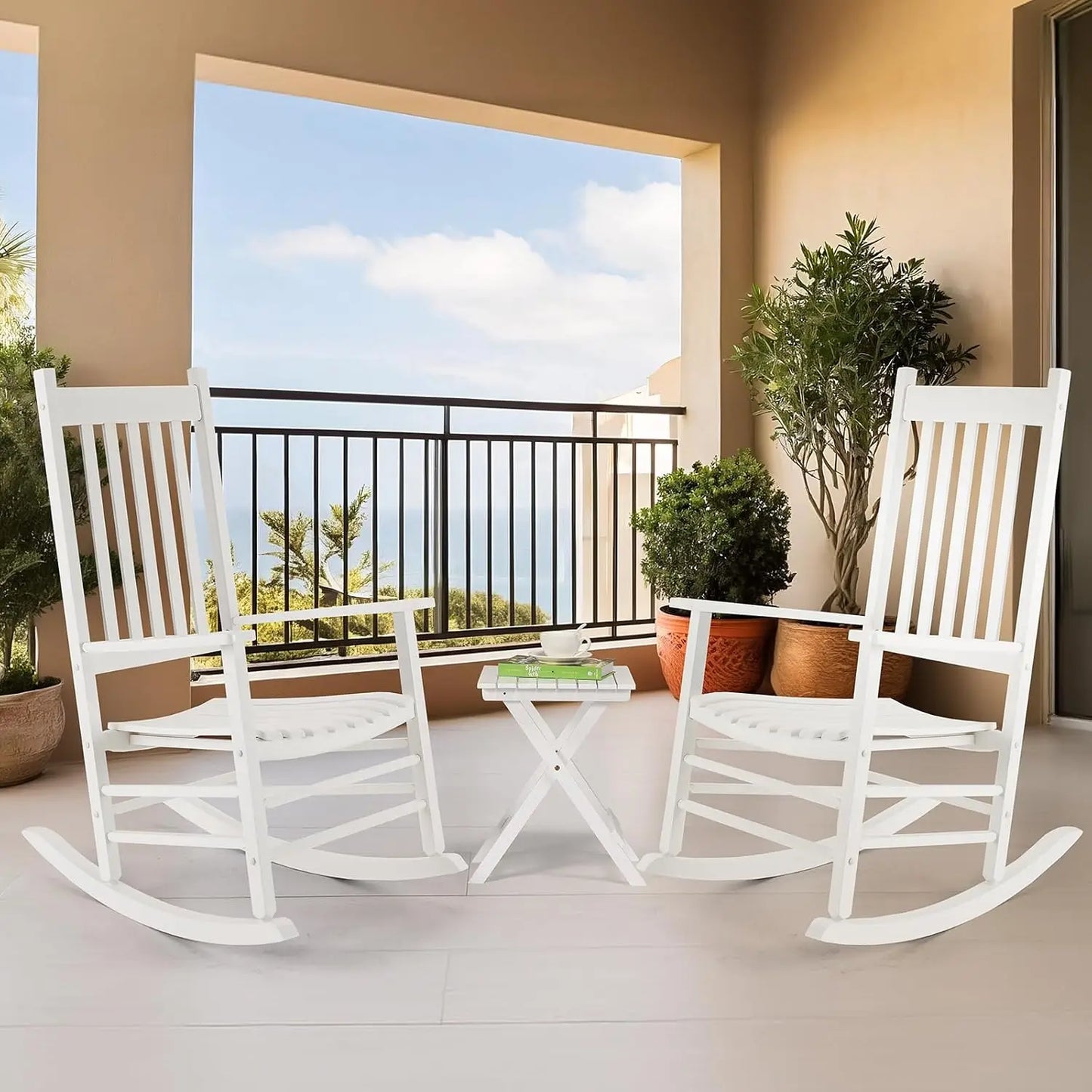 Patio Rocking Chair Set With Two Rockers Outdoor Table
