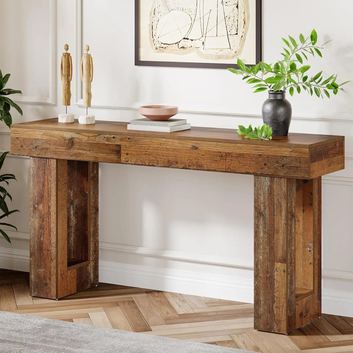 Farmhouse Console Table 63 Inch Narrow Space Saver Slim