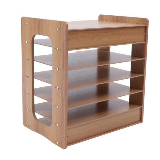 Durable Wood 7 Tier Desk File Organizer For A4 Paper