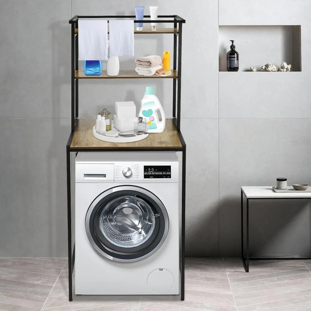 3 Tiers Laundry Shelf Organizer Washer and Dryer Storage Shelf Bathroom Space Saving Organizer Rack for Bathrooms, Laundry Rooms