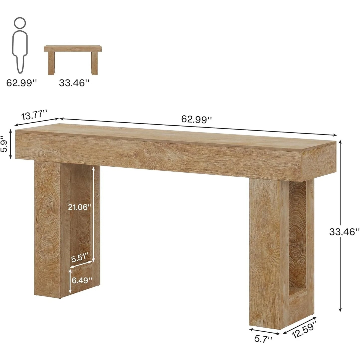 Farmhouse Console Table 63 Inch Narrow Space Saver Slim