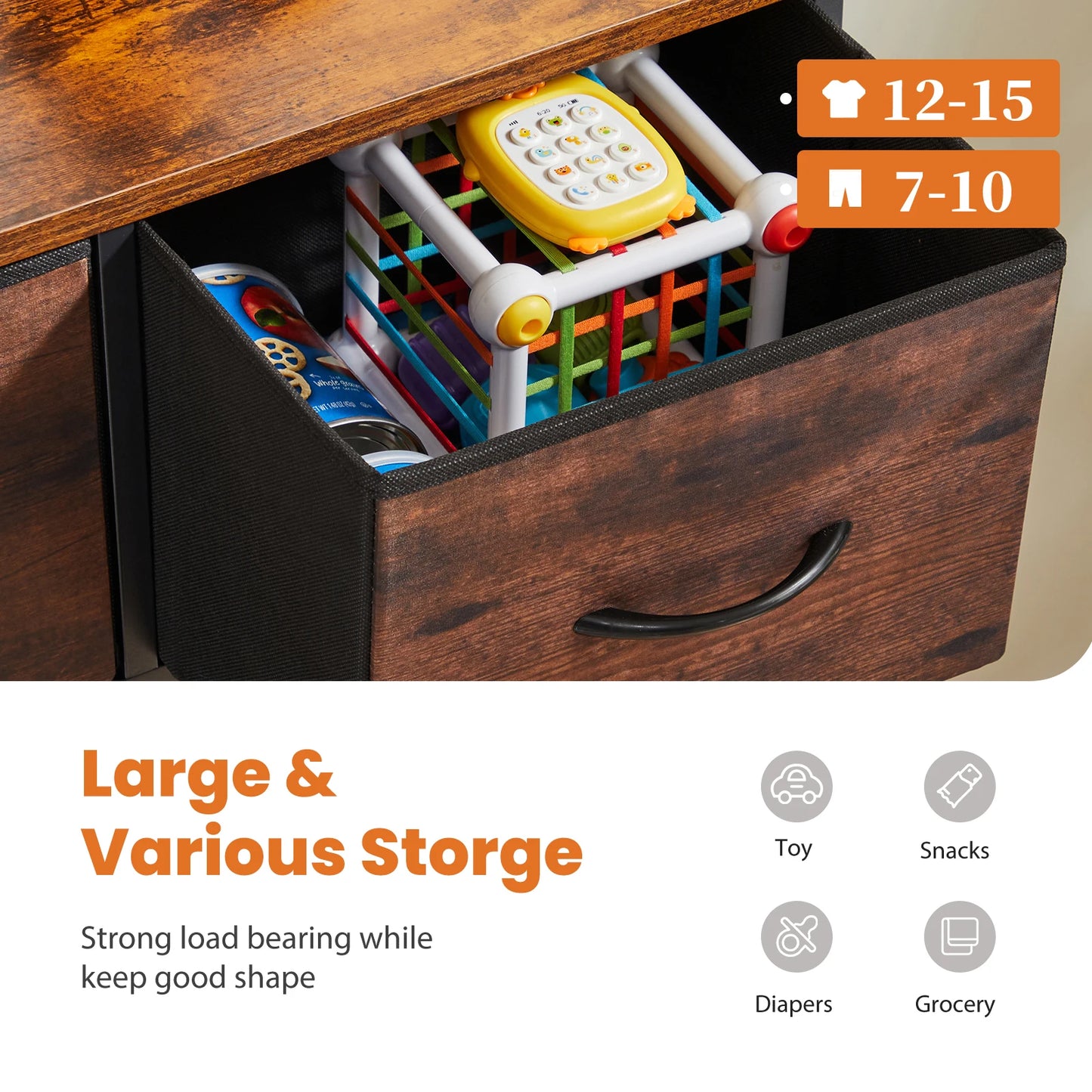 JHK Fabric Storage Dresser With 9 Drawers For Bedroom