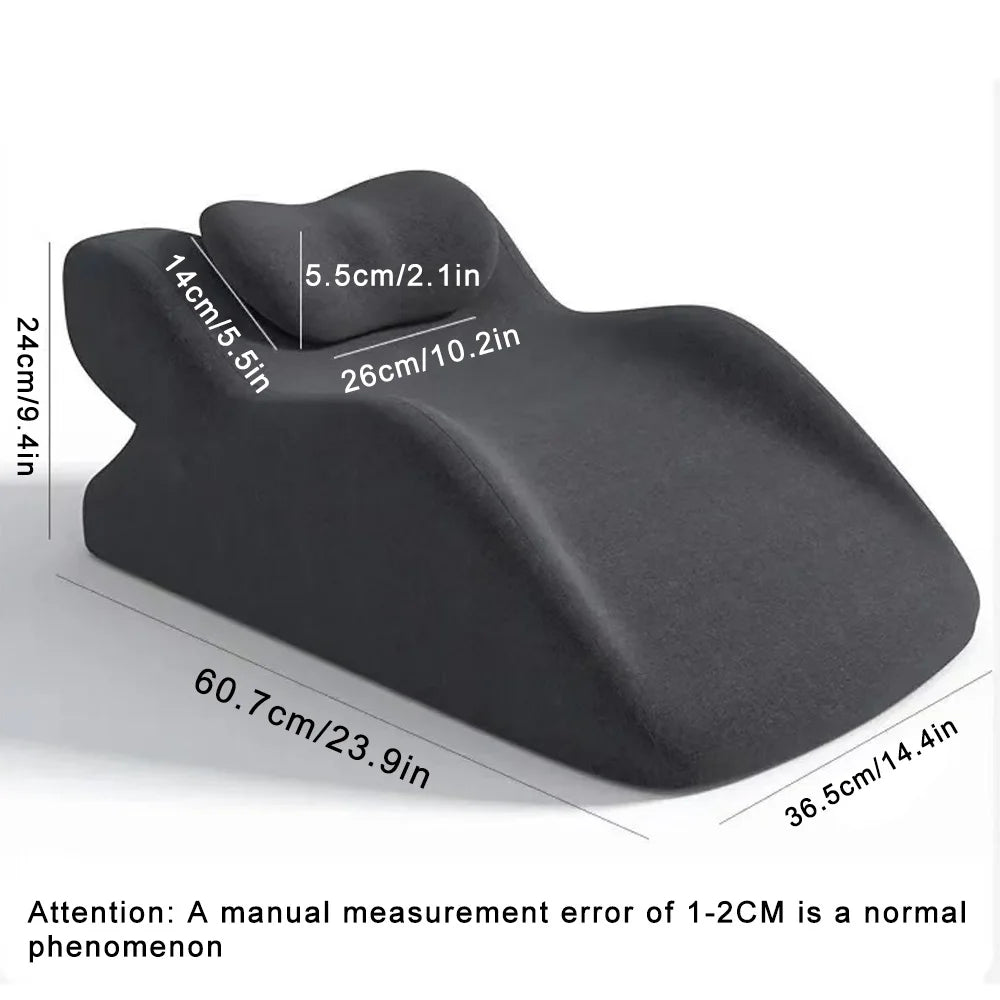 Bed Multifunctional Ergonomic Wedge Pillow with New Prone Position for Reading, Unique Curved Design, with Washable Cover