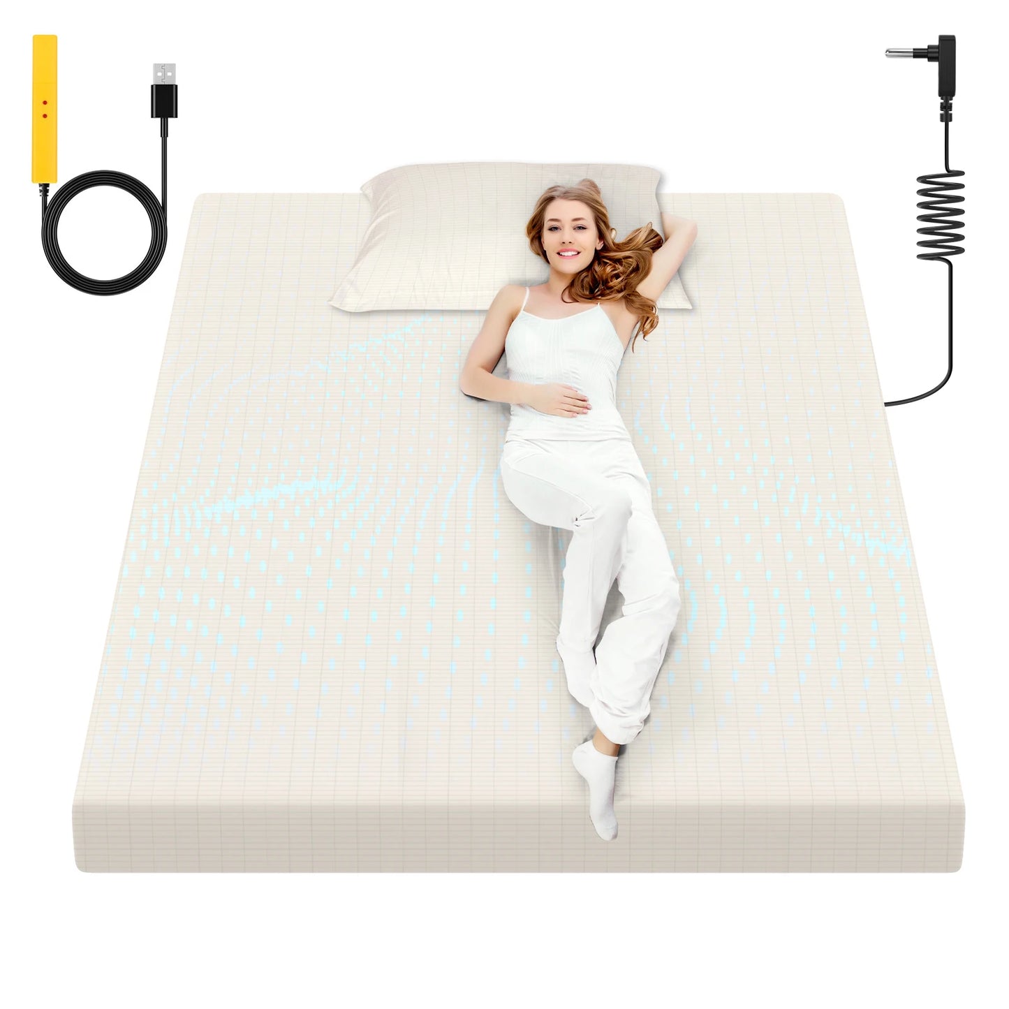 HLLBLL Grounding Sheet, 90% Organic Cotton+10% Pure Silver Organic Fitted Grounded Sheet for Improved Sleep