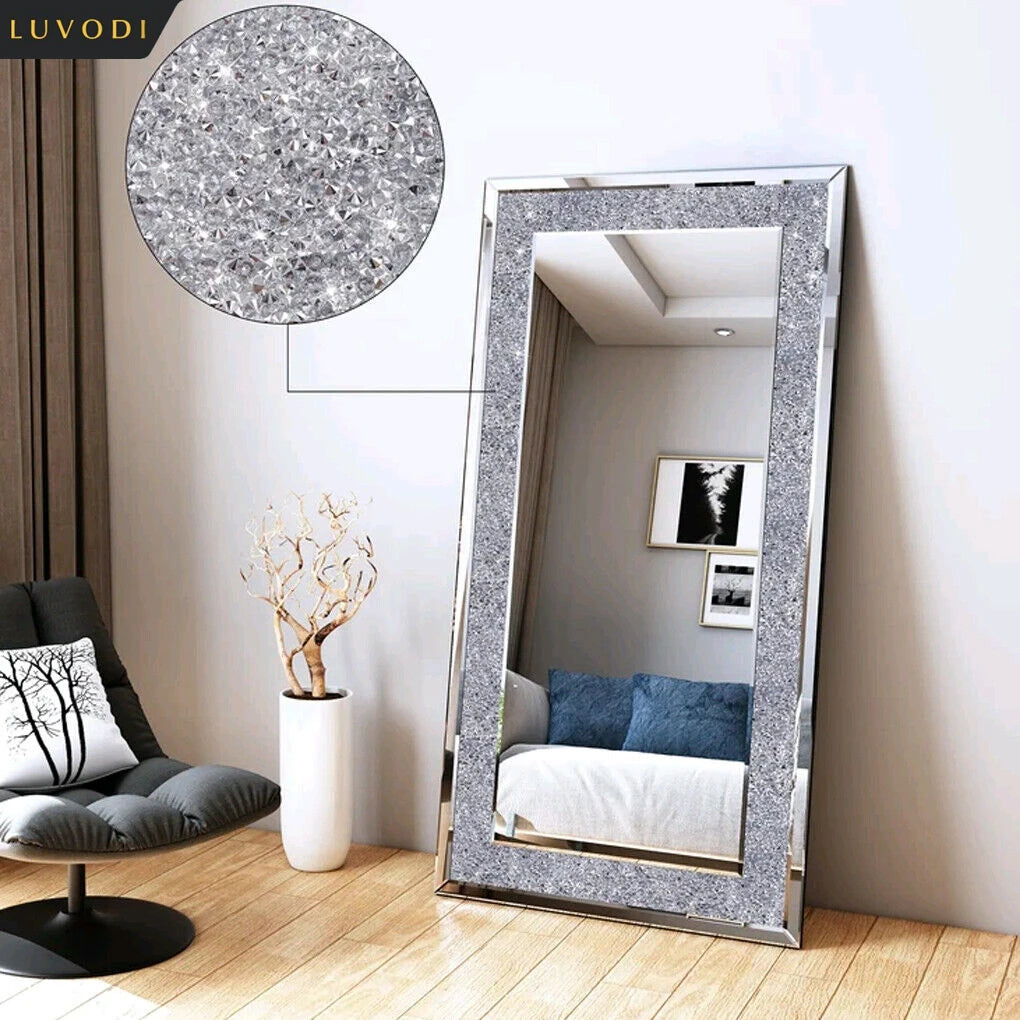 Frameless Crystal Vanity Mirror With Rhinestone Accents