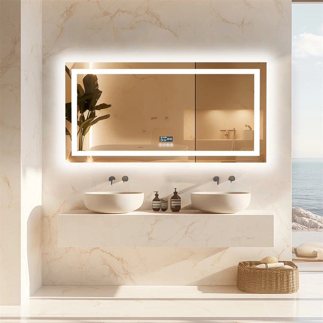 Illuminated Bluetooth Bathroom Vanity Mirror With Anti Fog LED Lighting