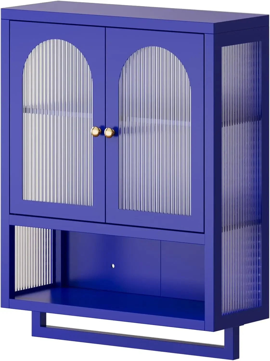 Bathroom Wall Mount Cabinet with Glass Doors and Storage Drawers
