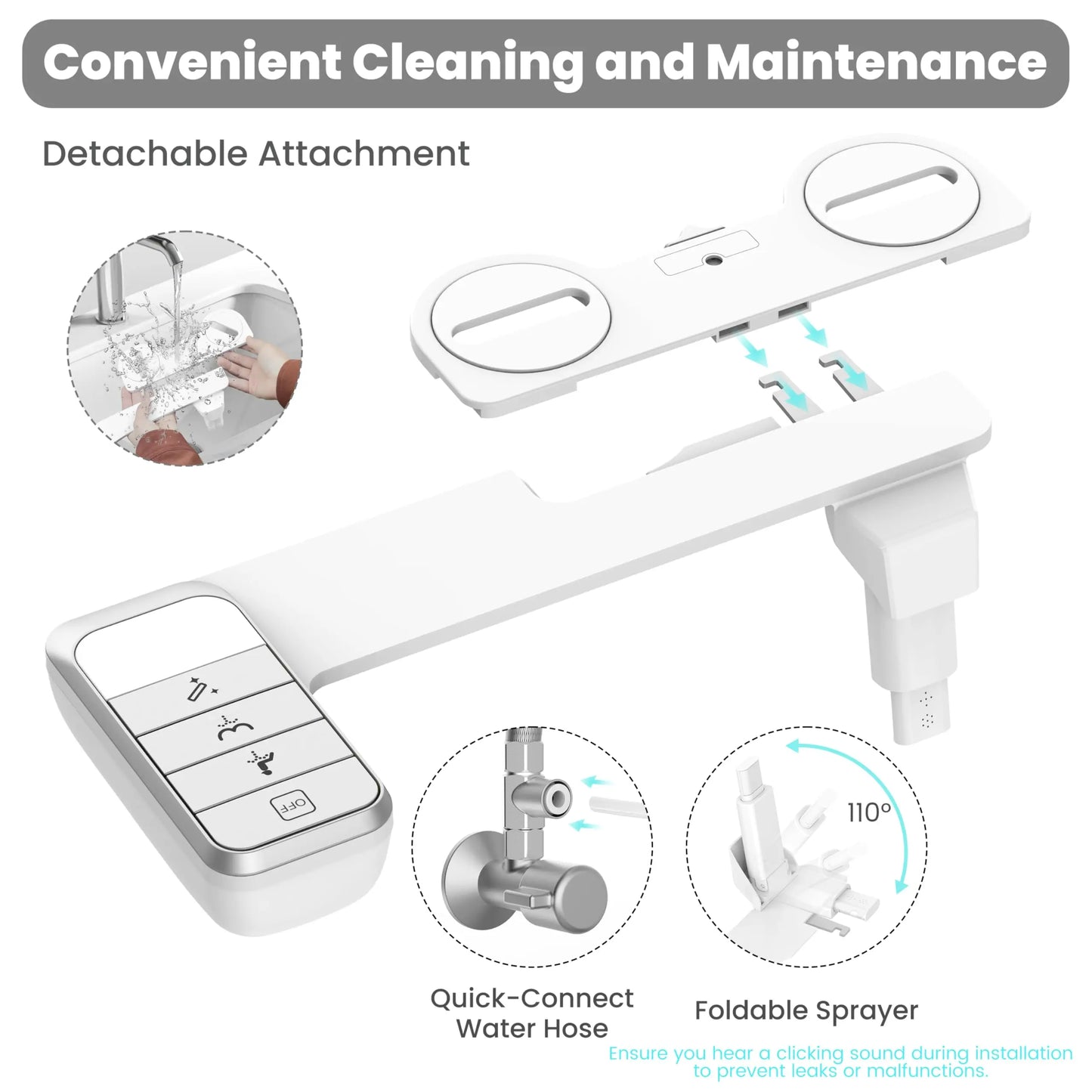 Bidet Attachment for Toilet Ultra-Slim Bidets for Existing Toilets, Non-Electric Bidet Toilet Seat Self-Cleaning