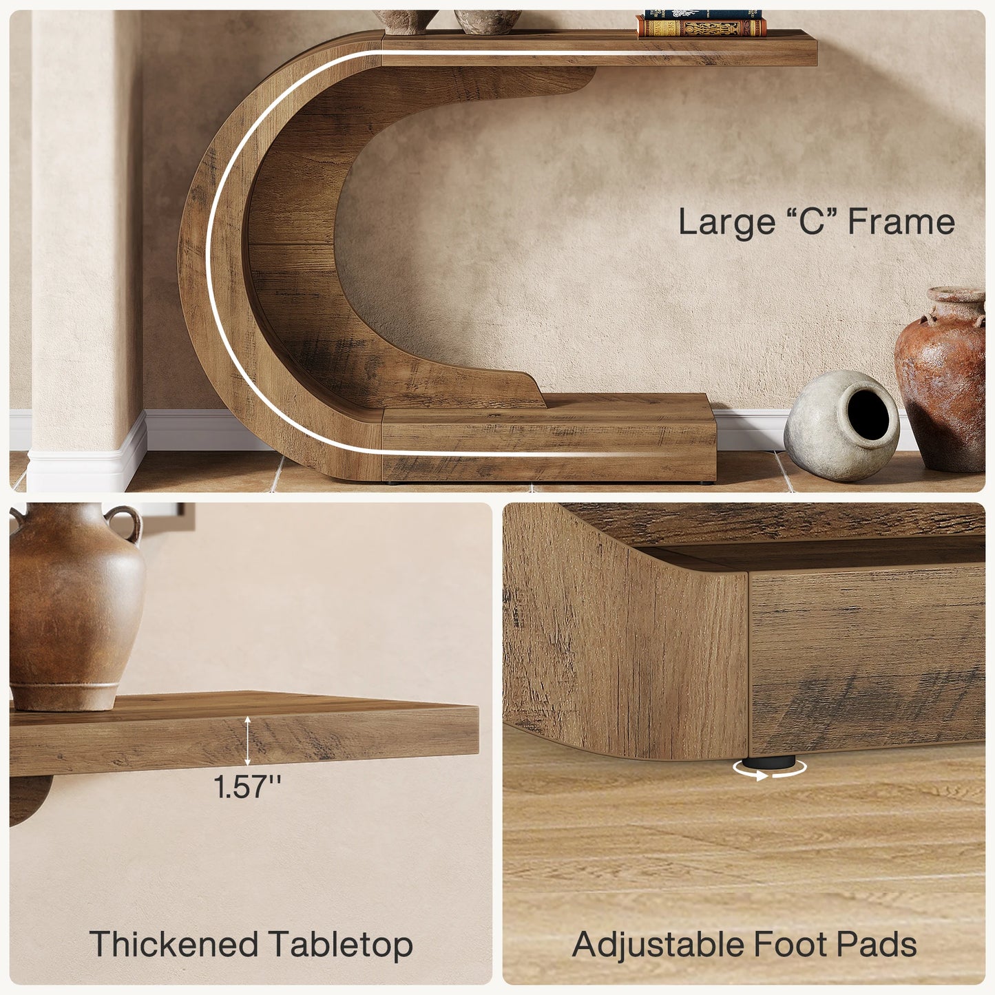 Mid Century Modern Console Table For Entryway With Storage