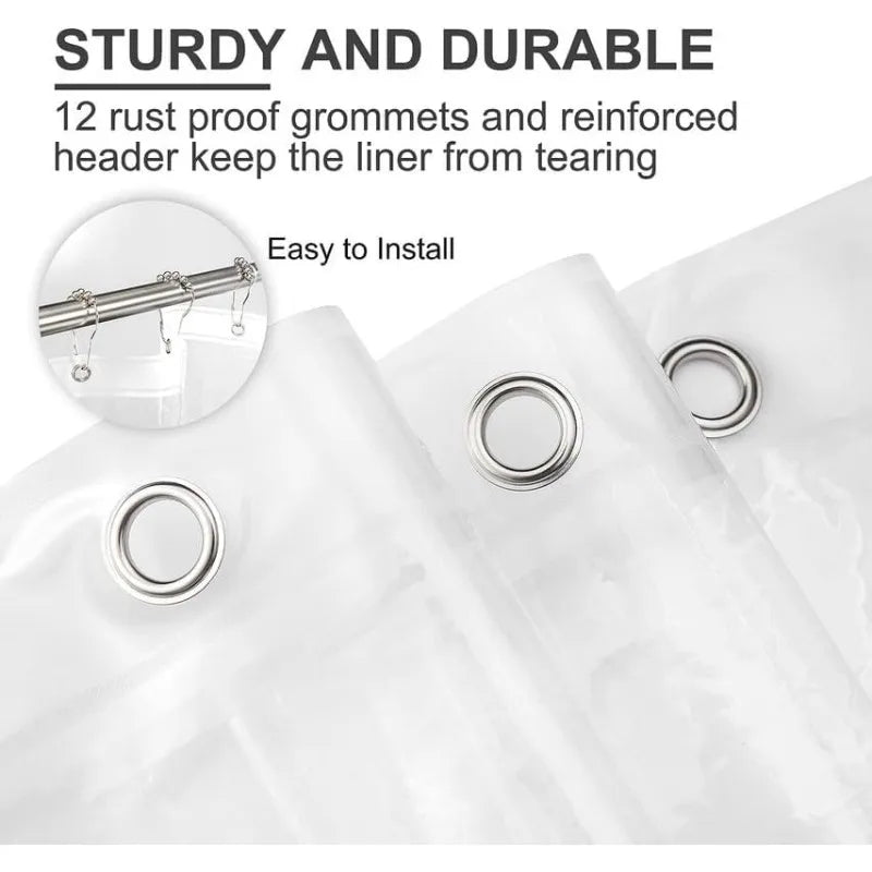 Extra Long Waterproof Shower Curtain Liner with Rustproof Grommets
