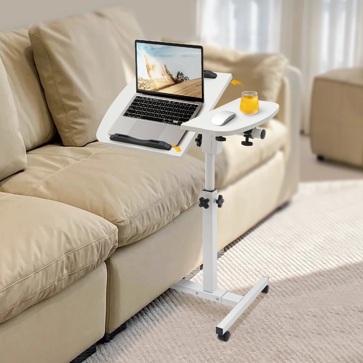 Adjustable Laptop Desk Tiltable 360 Tilt Rolling Home Office