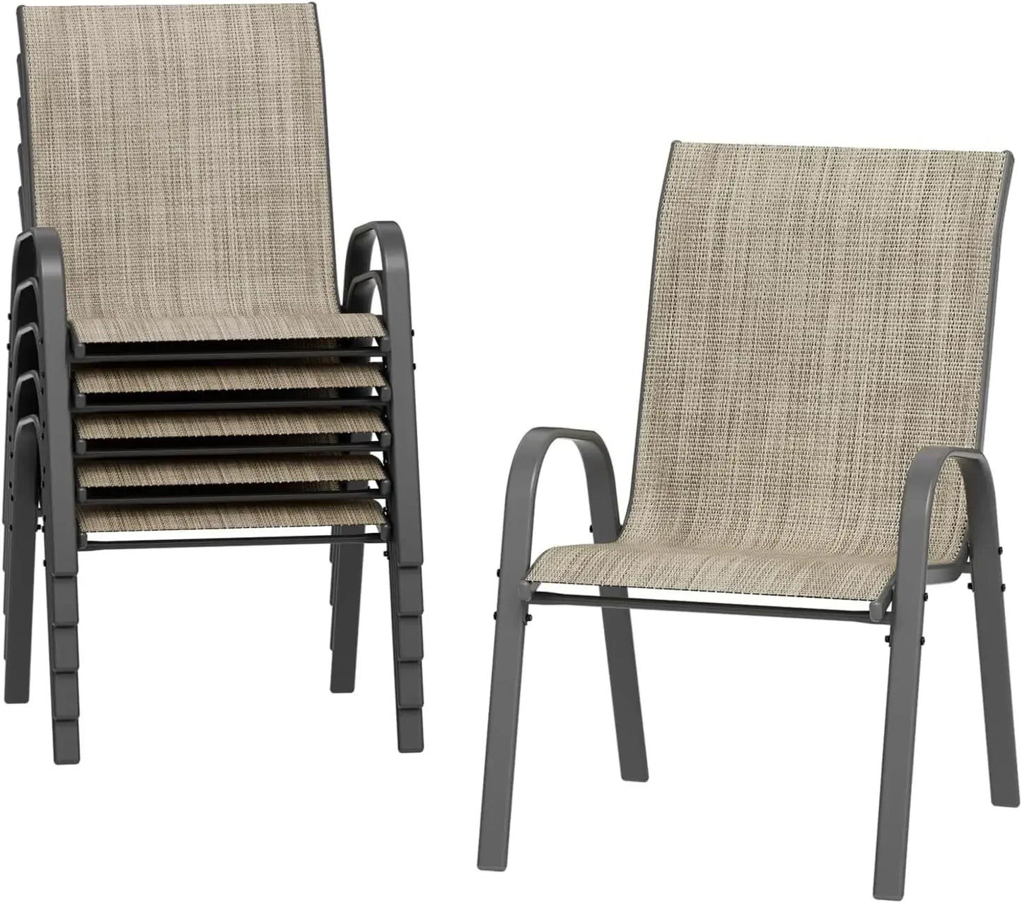 Set Of 6 Patio Chairs Stackable Outdoor Dining All Weather