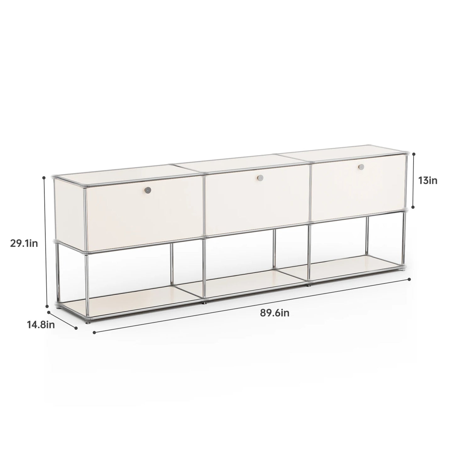 Storage Cabinet Storage Shelf Stainless Steel Metal Board Living Room Cabinet Sideboard Cabinet Modular Furniture-No Keys