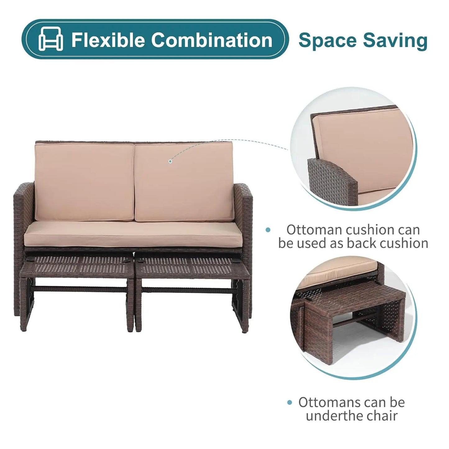 All-Weather Wicker Outdoor Patio Set With Loveseat