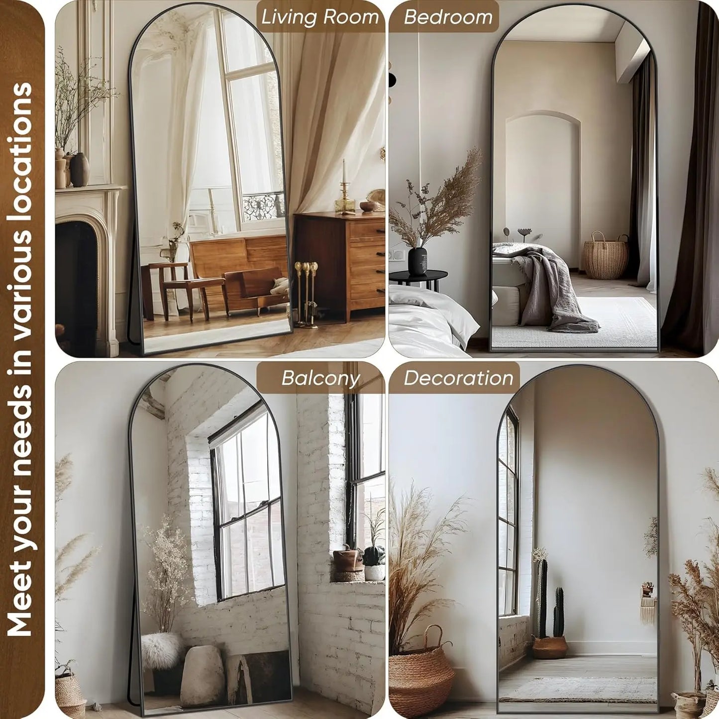 Oversized Full Length Floor Mirror With Stand For Bedroom