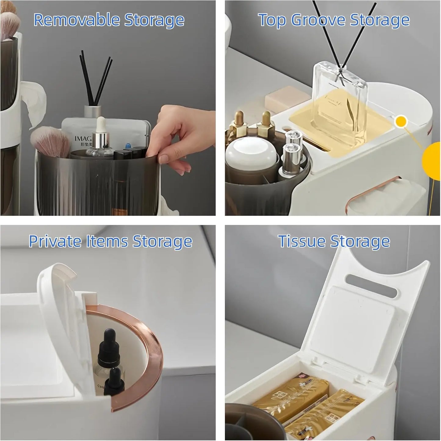 Slim 4-Tier Waterproof Bathroom Storage Cabinet with Drawers