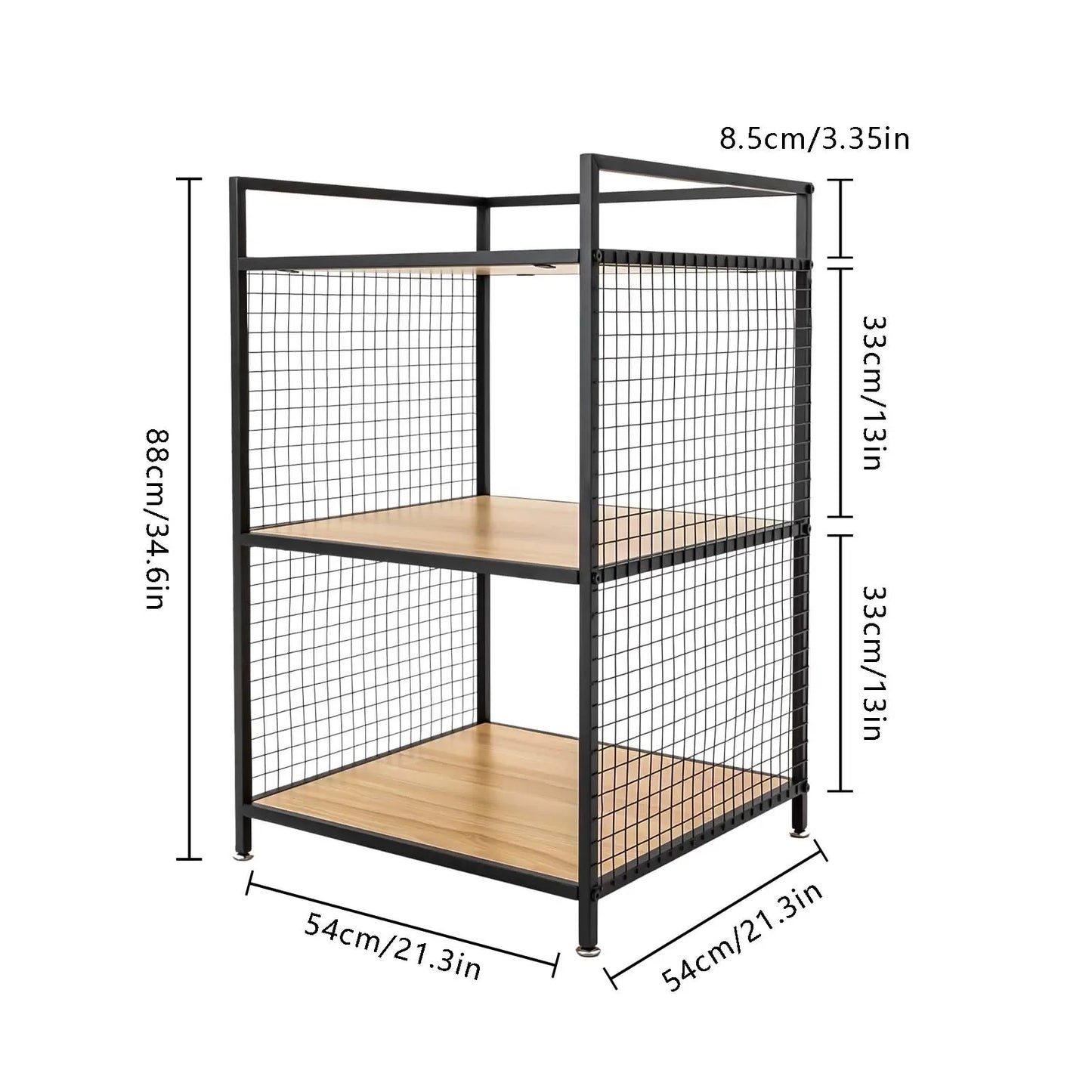 3-Tier Printer Stand Solid Wood & Iron, 44lbs Capacity, Space-Saving Design, Ideal for Office & Home Storage, Durable & Stylish