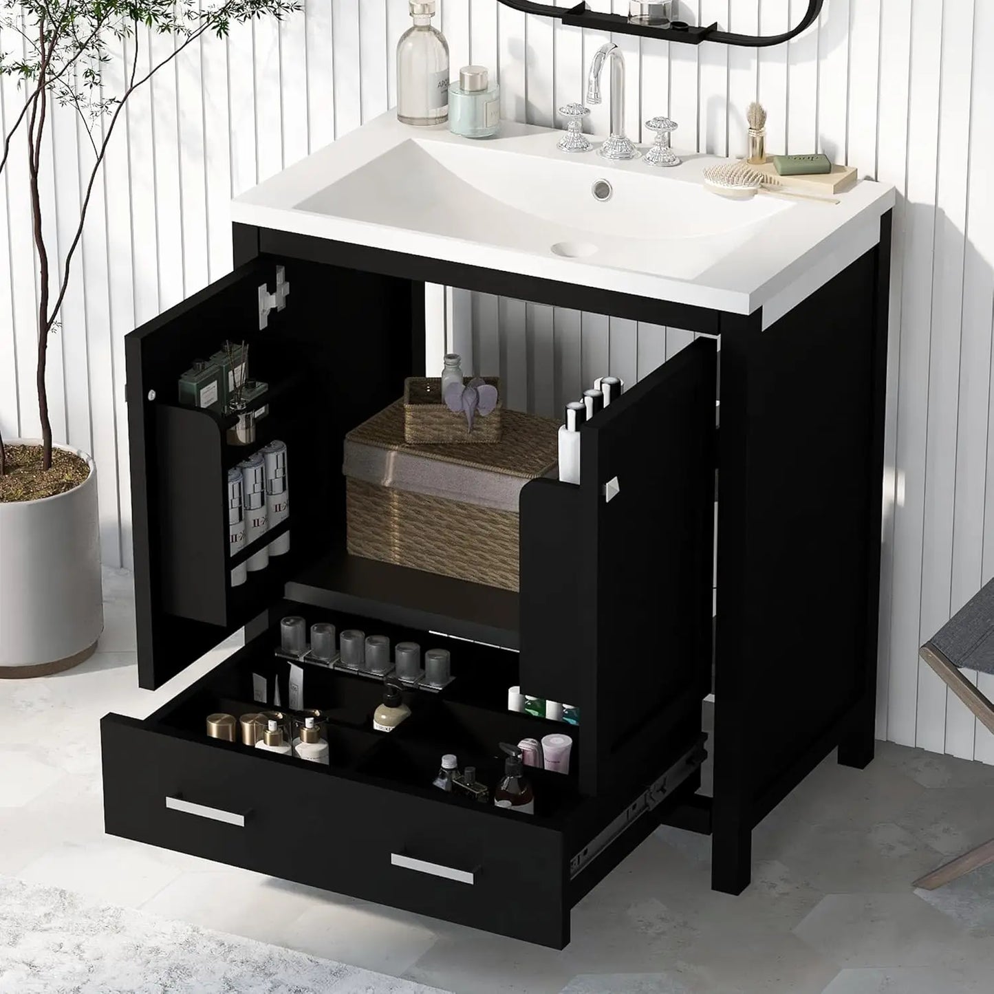 30" Bathroom Vanity with Single Sink, Combo Cabinet Undermount Sink, Bathroom Storage Cabinet with 2 Doors , Customized