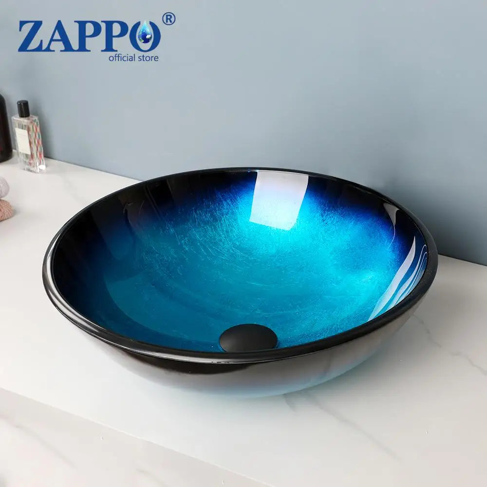 Durable Tempered Glass Vessel Sink With Waterfall Faucet