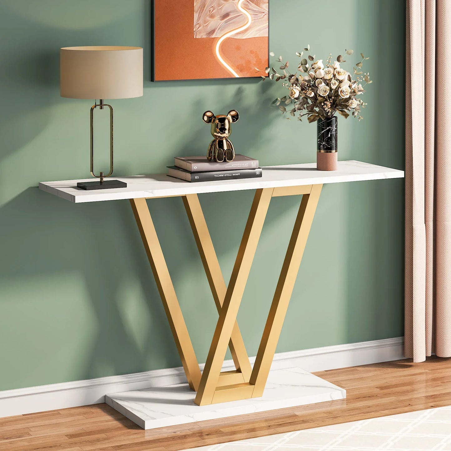 Industrial Console Table 43 Inch Durable For Entryway