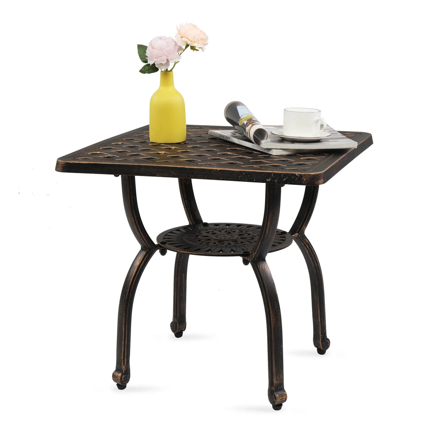 Cast Aluminum Outdoor Side Table Anti Rust Patio Bistro