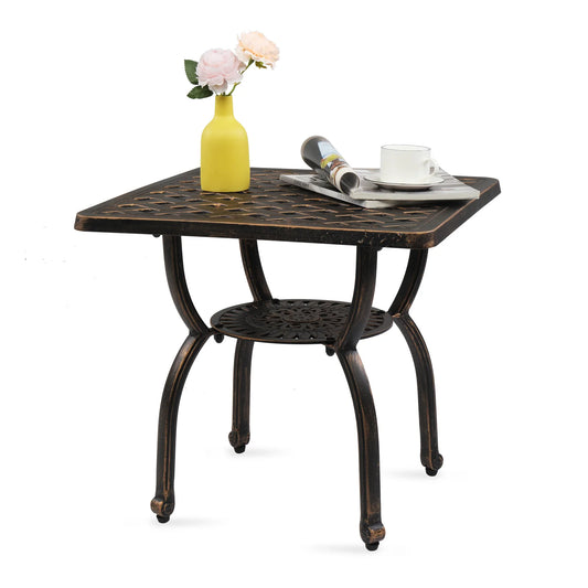 Cast Aluminum Outdoor Side Table Anti Rust Patio Bistro