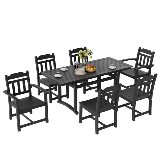 All Weather Patio Dining Set With Rectangle Table And Chairs