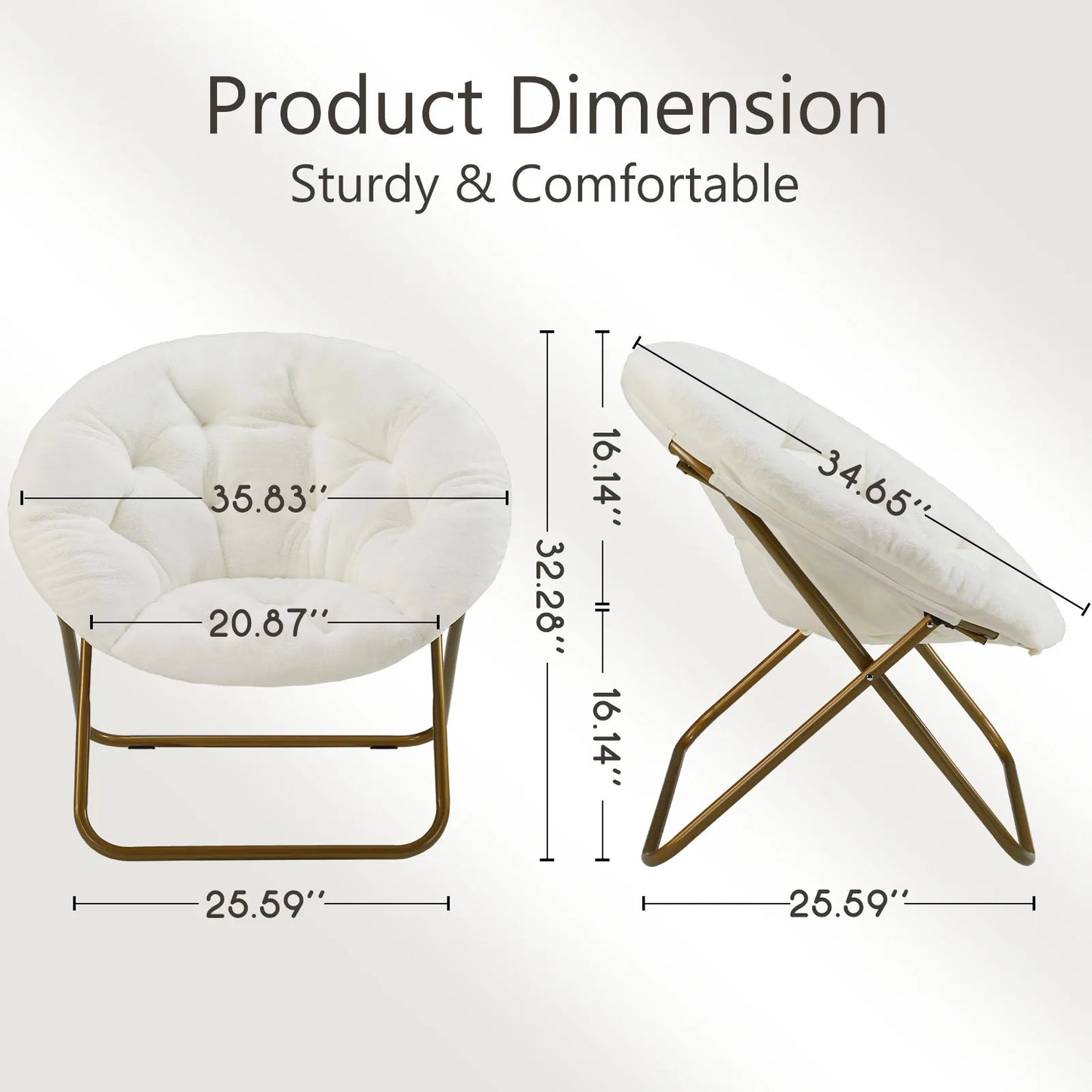 Cozy Foldable Faux Fur Saucer Chair For Living Room Comfort