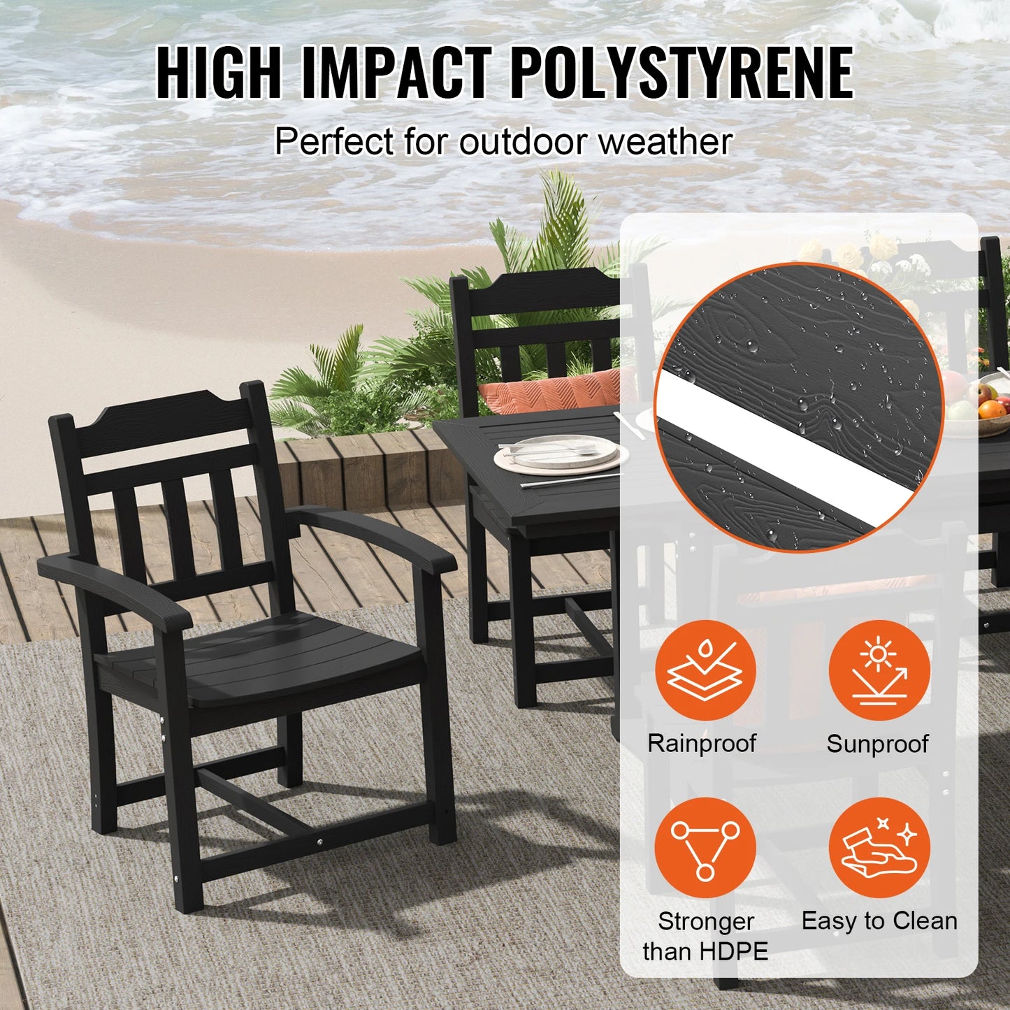 All Weather Patio Dining Set With Rectangle Table And Chairs