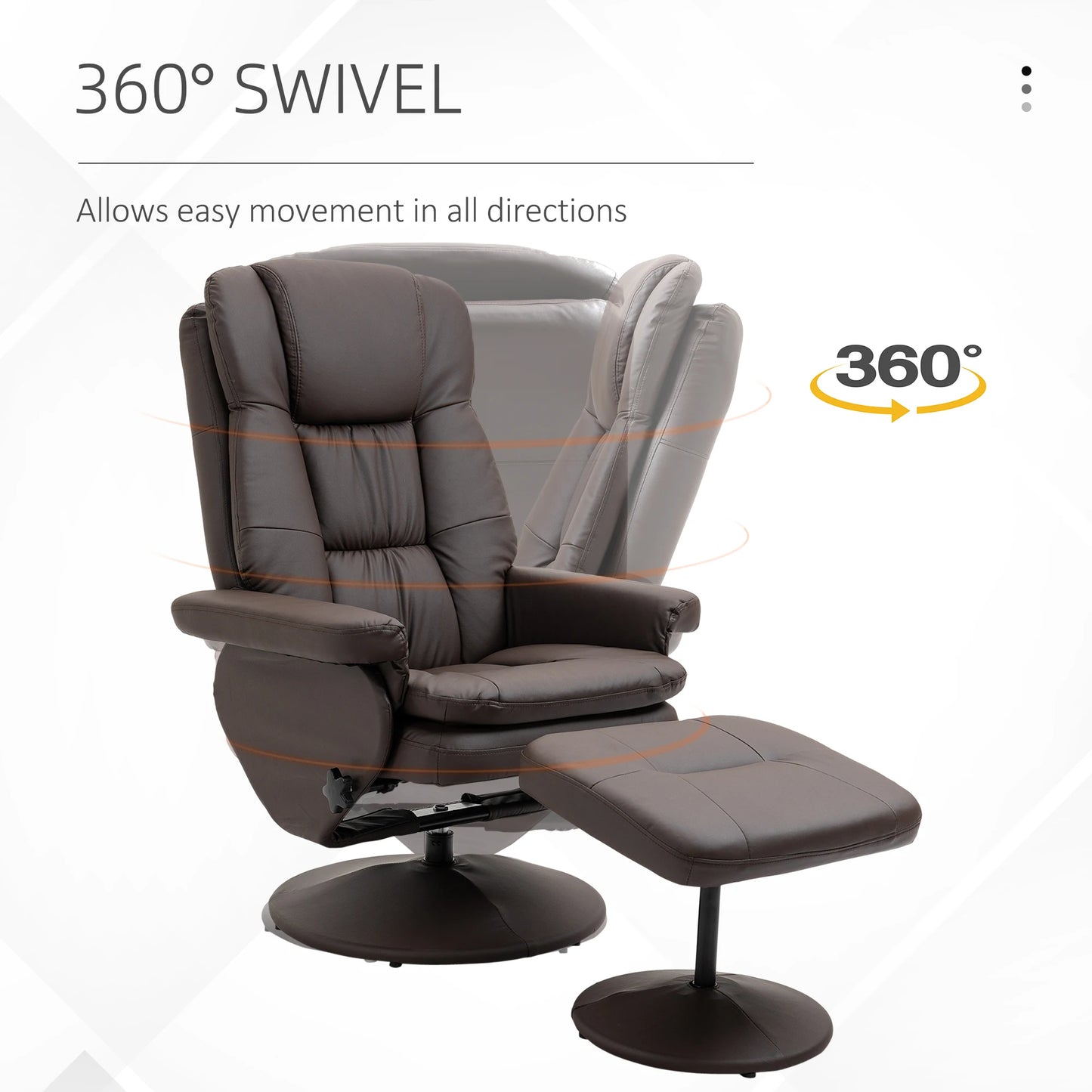 Modern PU Leather Recliner Chair, Living Room Chair w/ Footrest Ottoman, Brown