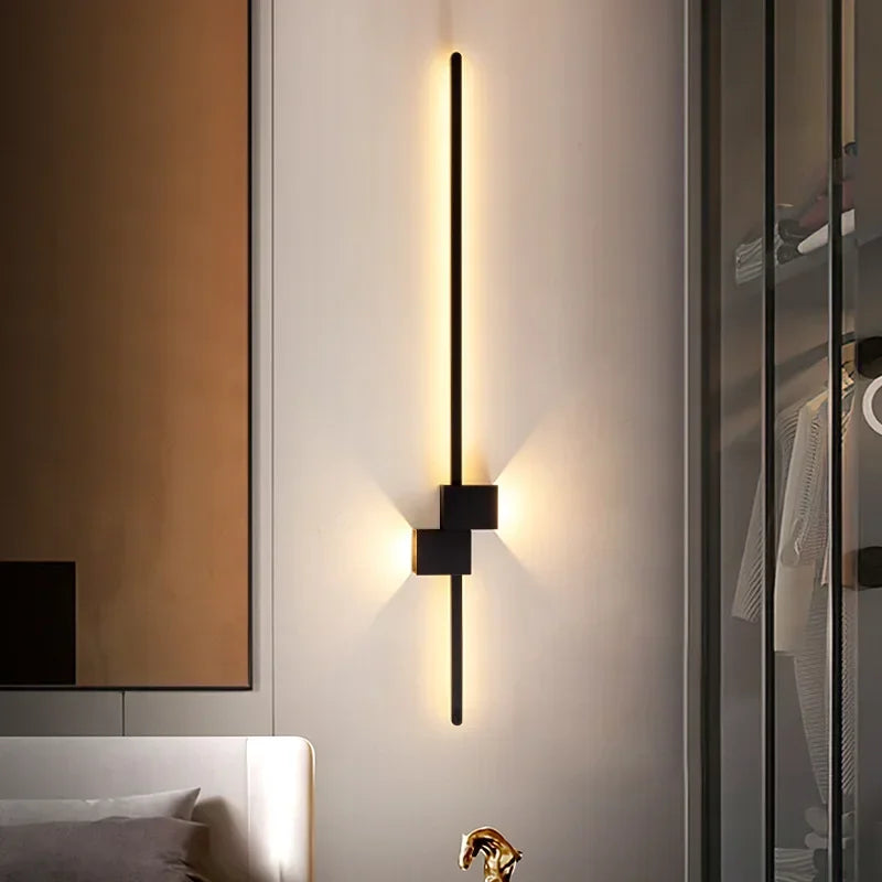 Architectural Contemporary Minimalist LED Wall Fixture With Brushed Brass Finishes