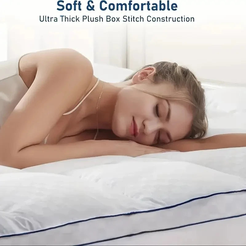 Extra Thick Mattress Topper 500-1000Gsm Cooling Noiseless Breathable Fitted 8-21 Deep Pocket Machine Washable Mattress Pad