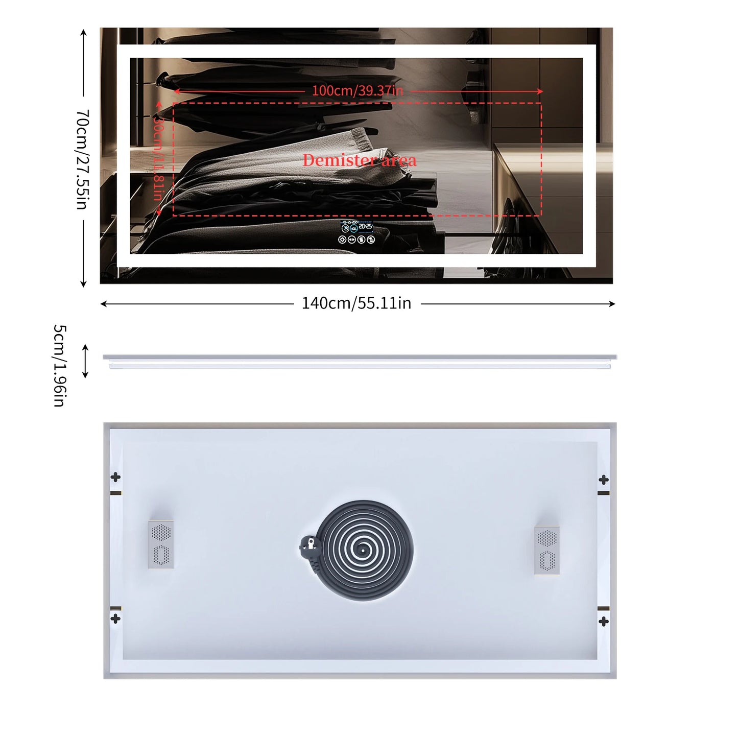 Illuminated Bluetooth Bathroom Vanity Mirror With Anti Fog LED Lighting