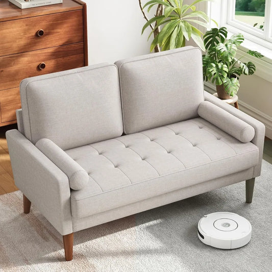 Compact Loveseat Sofa with Throw Pillow for Small Spaces