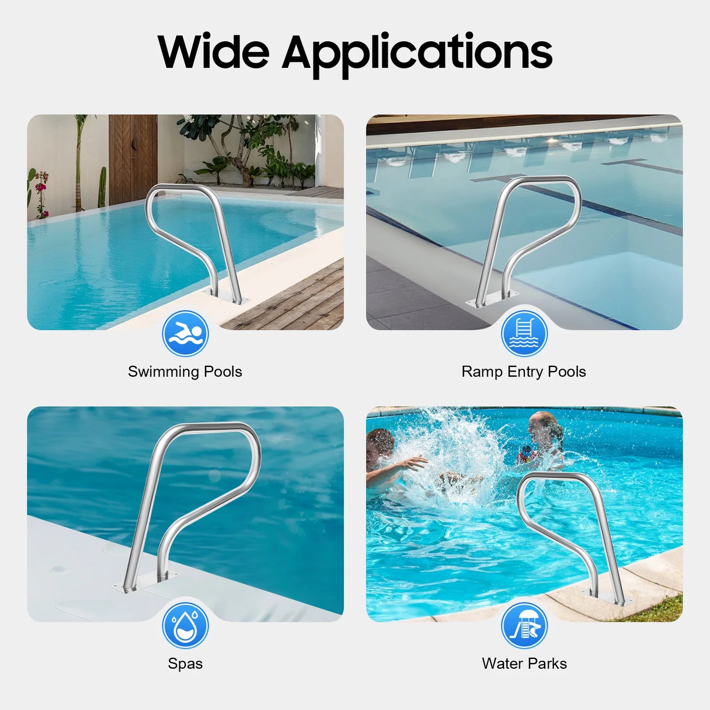 Stainless Steel Bathroom Grab Bars With Anti Slip Cover